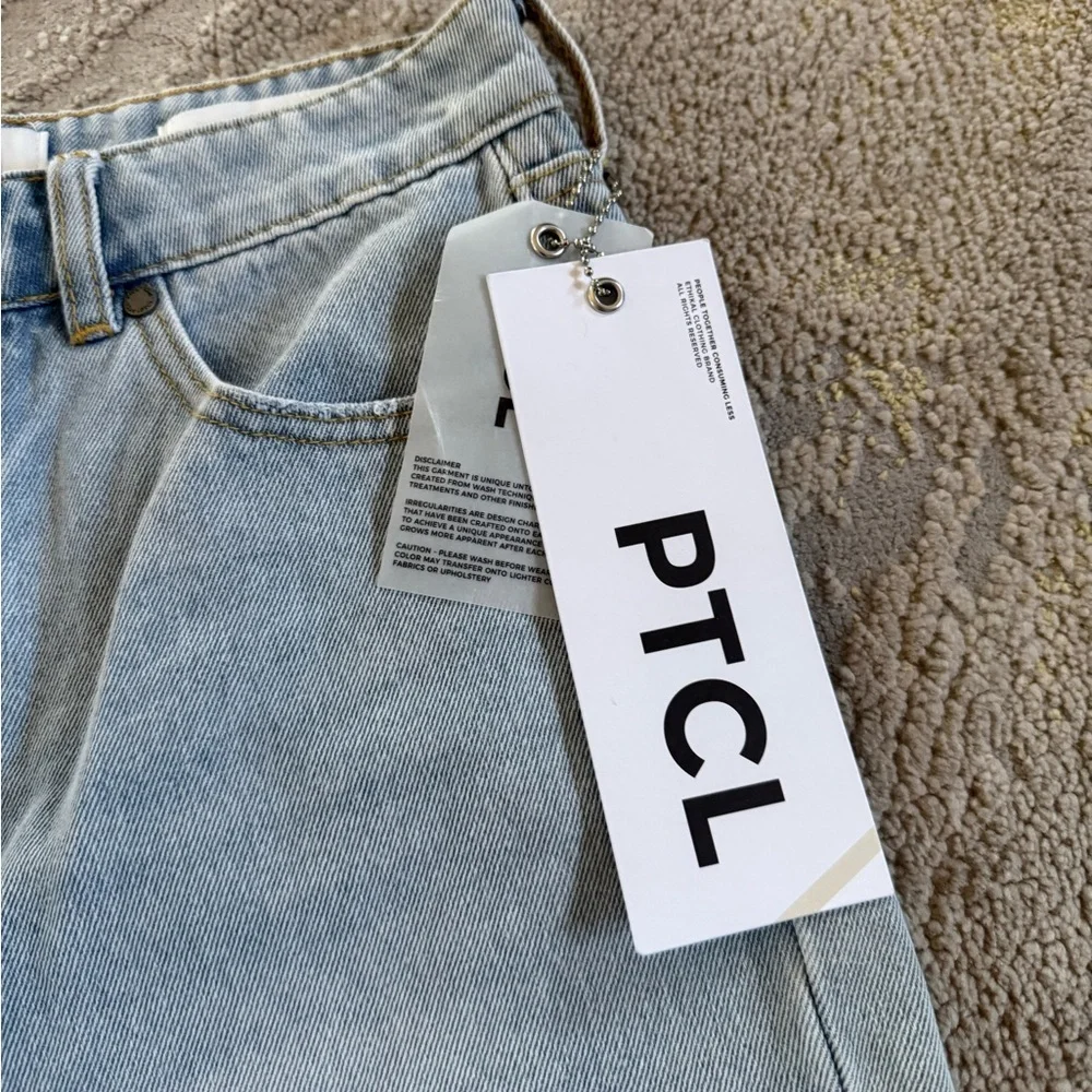 PTCL Nola high rise denim Bermuda Jean shorts long modest shorts 28